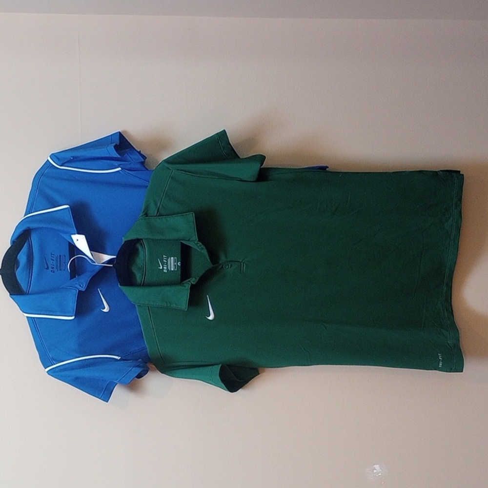 Nike Blue and Green Polo Shirt Duo